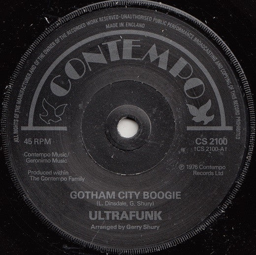 Ultrafunk : Gotham City Boogie / Indigo Country (7", Single, Sol)
