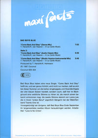 Bad Boys Blue : Come Back And Stay (12", Maxi, Blu)