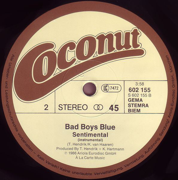 Bad Boys Blue : Kisses And Tears (My One And Only) (12", Maxi)