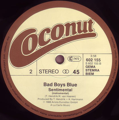 Bad Boys Blue : Kisses And Tears (My One And Only) (12", Maxi)