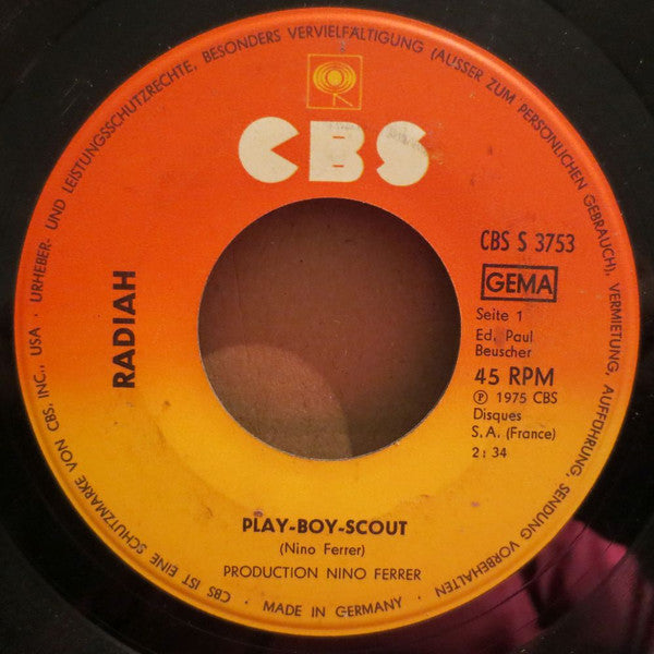 Radiah* : Play-Boy-Scout / Croco Du Ciel (7", Single)