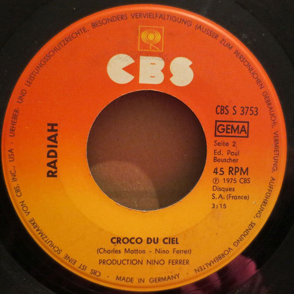 Radiah* : Play-Boy-Scout / Croco Du Ciel (7", Single)