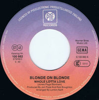 Blonde On Blonde : Whole Lotta Love (7", Single)