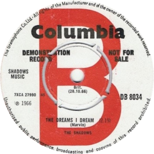 The Shadows : The Dreams I Dream (7", Single, Promo, 4-P)