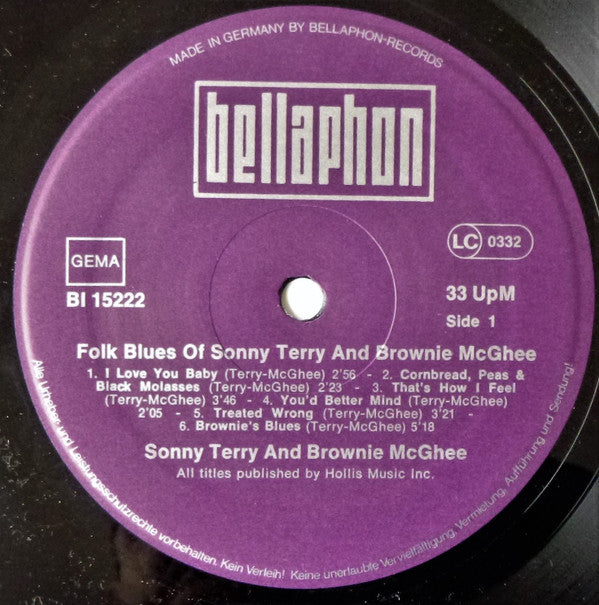Sonny Terry & Brownie McGhee : Folk Blues Of Sonny Terry & Brownie McGhee (LP, Album)
