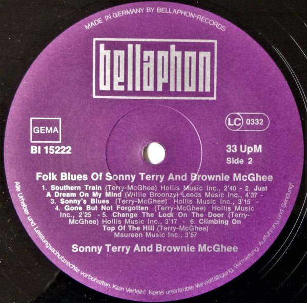 Sonny Terry & Brownie McGhee : Folk Blues Of Sonny Terry & Brownie McGhee (LP, Album)