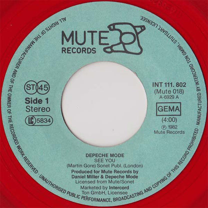 Depeche Mode : See You (7", Single, Red)