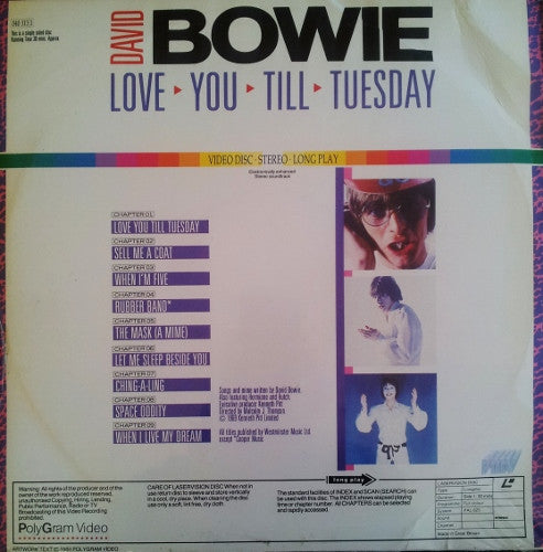 David Bowie : Love You Till Tuesday (Laserdisc, 12", S/Sided, PAL)