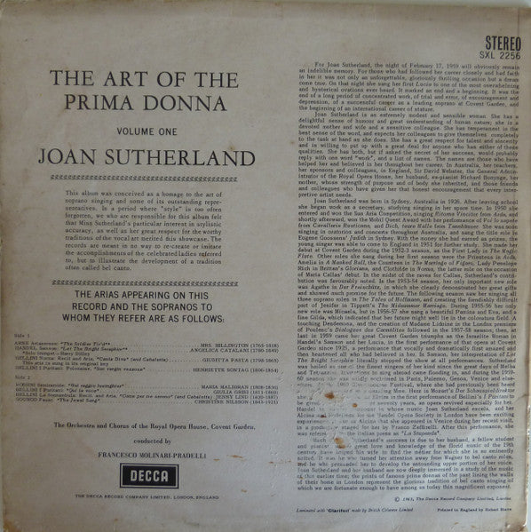 Joan Sutherland, Francesco Molinari-Pradelli, Chorus Of The Royal Opera House, Covent Garden, Orchestra Of The Royal Opera House, Covent Garden : The Art Of The Prima Donna. Vol. 1 (LP)