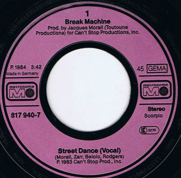 Break Machine : Street Dance (7", Single)