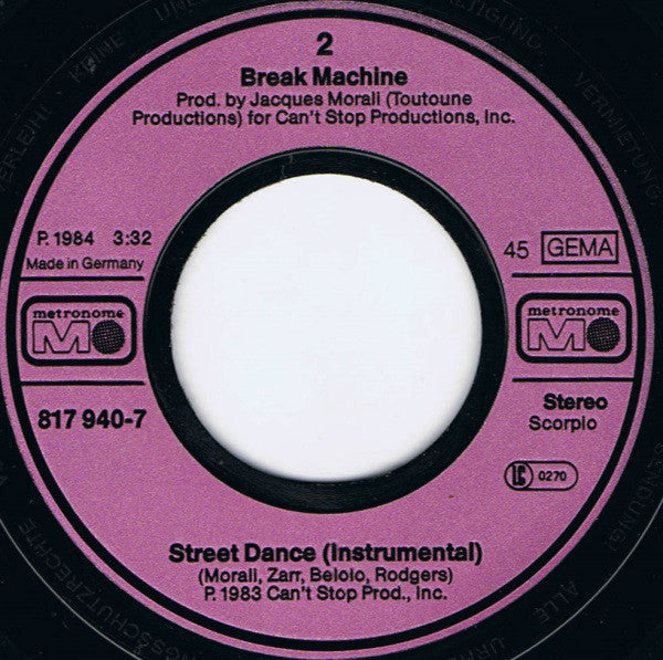 Break Machine : Street Dance (7", Single)