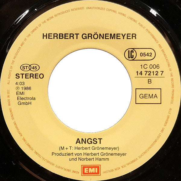 Herbert Grönemeyer : Nur Noch So (Remix) (7", Single)