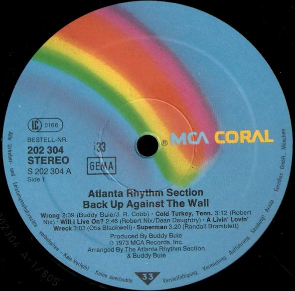 Atlanta Rhythm Section : Back Up Against The Wall (LP, Album, RE)