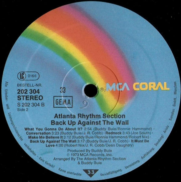 Atlanta Rhythm Section : Back Up Against The Wall (LP, Album, RE)