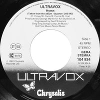 Ultravox : Hymn (7", Single)