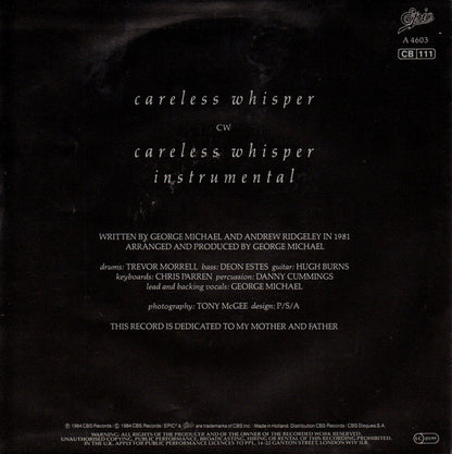 George Michael : Careless Whisper (7", Single)