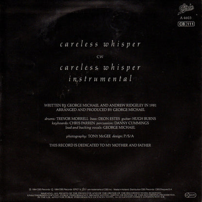 George Michael : Careless Whisper (7", Single)