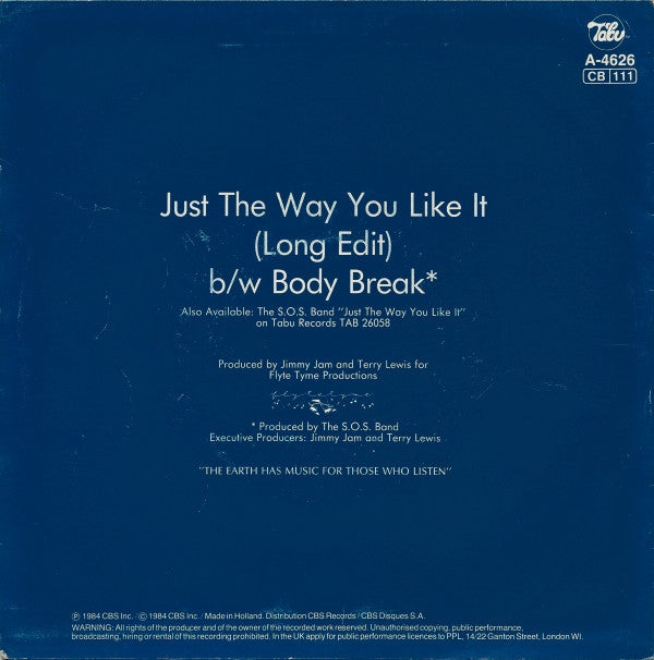 The S.O.S. Band : Just The Way You Like It (Long Edit) (7", Single)