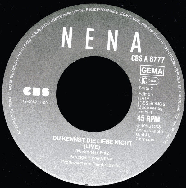 Nena : Du Kennst Die Liebe Nicht (7", Single)