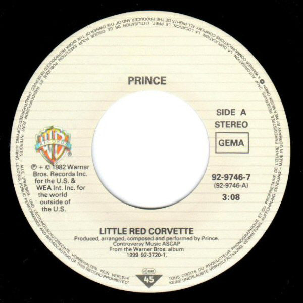 Prince : Little Red Corvette (7", Single)