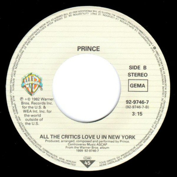 Prince : Little Red Corvette (7", Single)