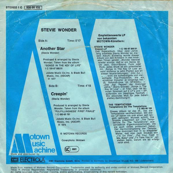 Stevie Wonder : Another Star (7", Single)