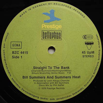 Bill Summers* : Straight To The Bank (12", Maxi)