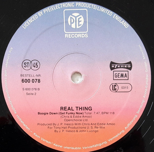 Real Thing* : Boogie Down (Get Funky Now) (12")