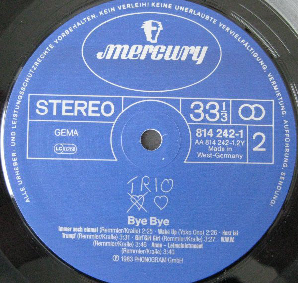 Trio : Bye Bye (LP, Album, 1st)