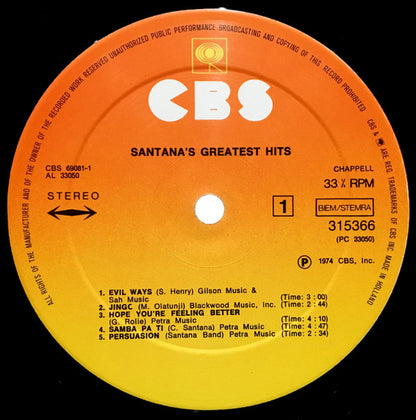 Santana : Santana's Greatest Hits (LP, Comp, RE, Clu)