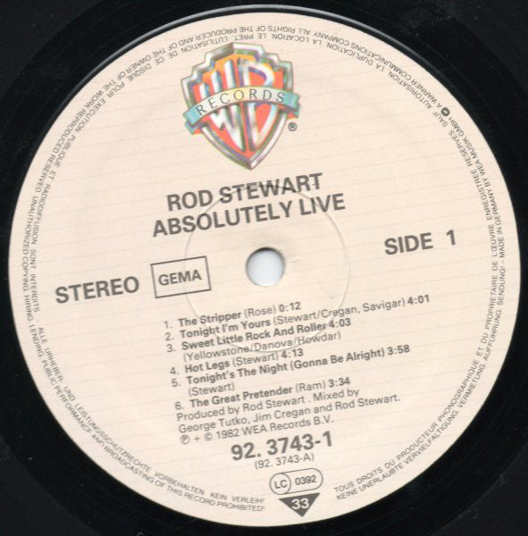 Rod Stewart : Absolutely Live (2xLP, Album)