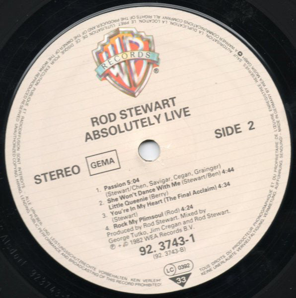 Rod Stewart : Absolutely Live (2xLP, Album)
