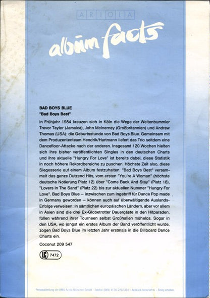 Bad Boys Blue : Bad Boys Best (LP, Comp)