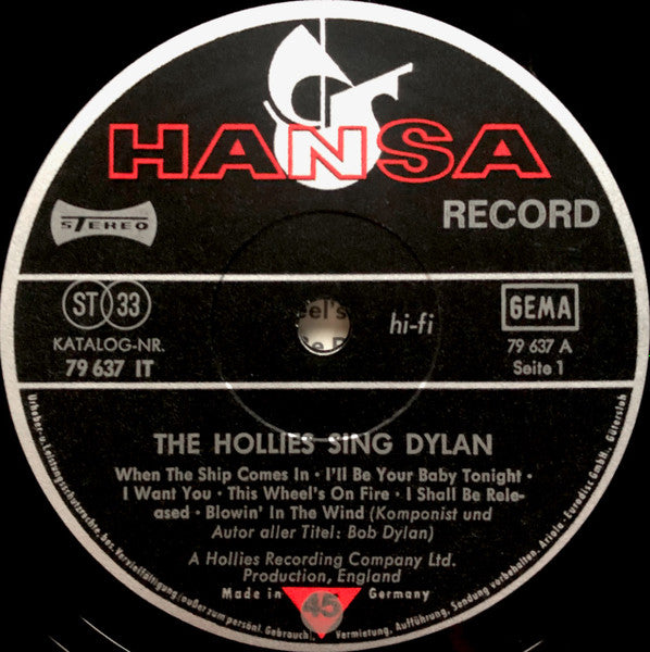 The Hollies : The Hollies Sing Dylan (LP, Album)