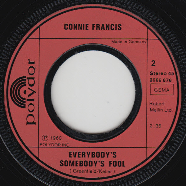 Connie Francis : Stupid Cupid (7", Single)