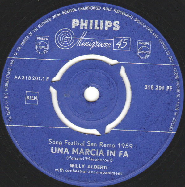 Willy Alberti : Una Marcia In Fa (7")