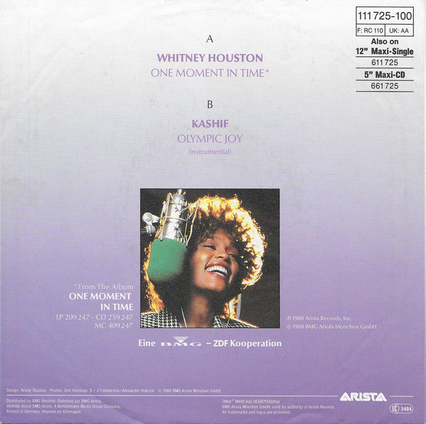 Whitney Houston : One Moment In Time (7", Single)