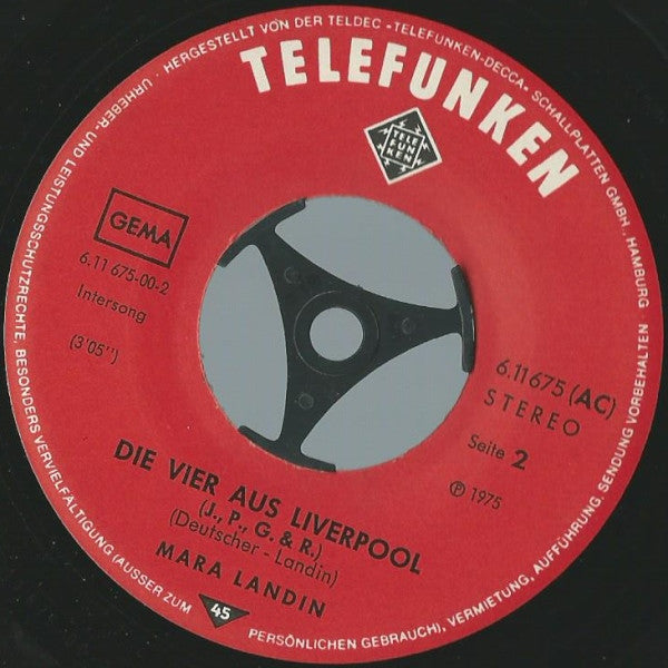 Mara Landin : Schuld War Nur Der Bossa Nova / Die Vier Aus Liverpool (7")