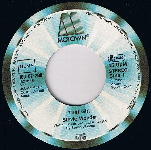 Stevie Wonder : That Girl (7", Single)
