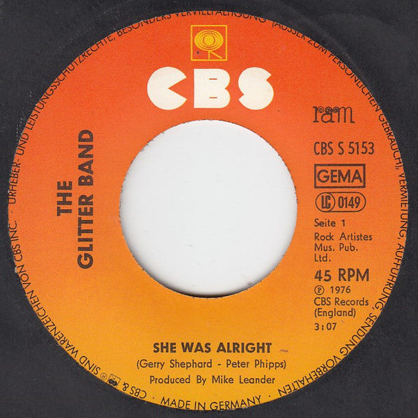 The Glitter Band : She Was Alright (7", Single)