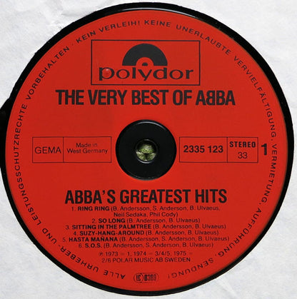 ABBA : The Very Best Of ABBA (ABBA's Greatest Hits) (2xLP, Comp, RP)