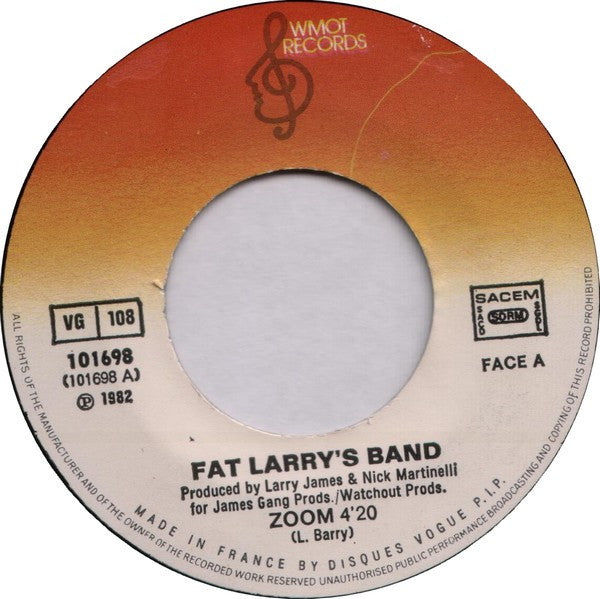 Fat Larry's Band : Zoom (7", Single)