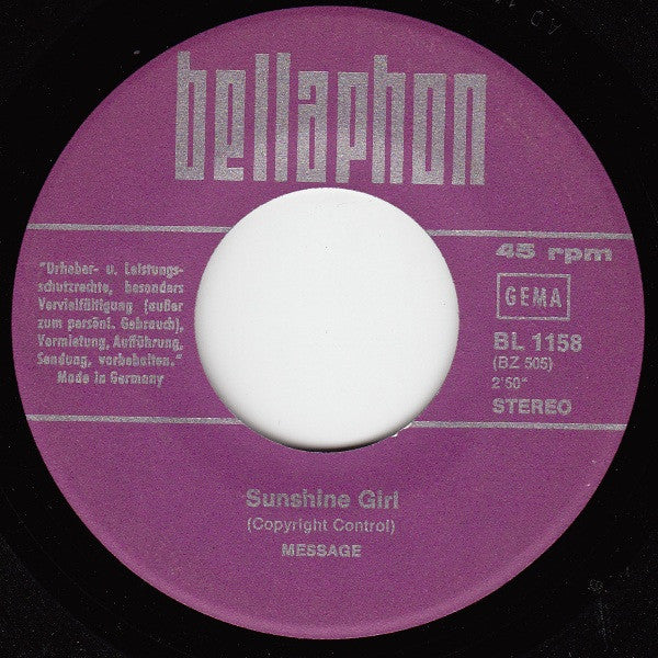 Message (3) : Sunshine Girl (7", Single)