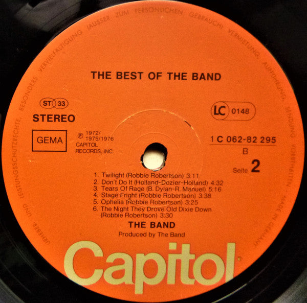 The Band : The Best Of The Band (LP, Comp)
