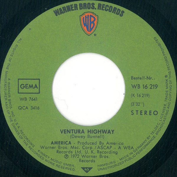 America (2) : Ventura Highway (7", Single)