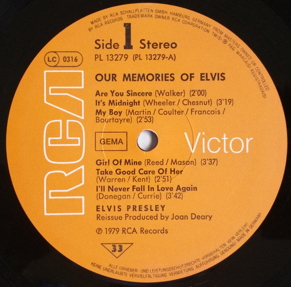 Elvis Presley : Our Memories Of Elvis (LP, Comp)