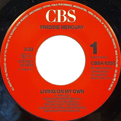 Freddie Mercury : Living On My Own (7", Single)