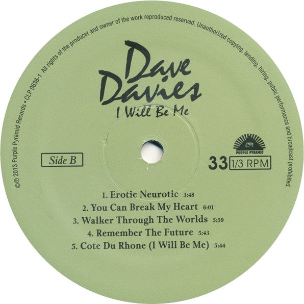 Dave Davies : I Will Be Me (LP, Album)
