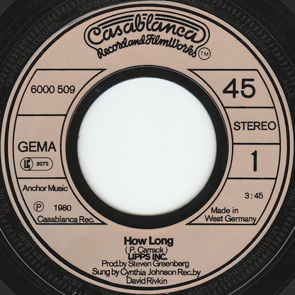 Lipps, Inc. : How Long (7", Single)