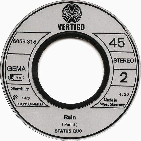 Status Quo : Rockin' All Over The World / Rain (7", Single)